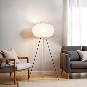 Mika Floor Lamp in Matt Black & White