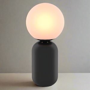 Lamps: Luciano Table Lamp Blush Pink, Matt Black, Muted Green MTBL014 Mercator Lighting