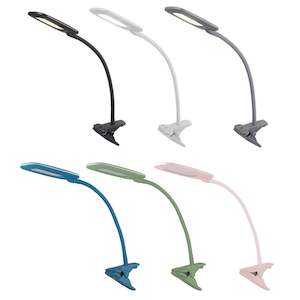 Bryce 4.8w LED Clamp Lamp in Black, Grey, White, Blue, Green or Pink
