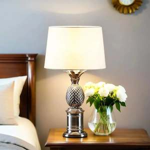 Designer Table Lamps: Bermuda Table Lamp 1x40w B22 in Silver or Brass Base Emac & Lawton Lighting - ELANK21675ABR, ELANK21675AS