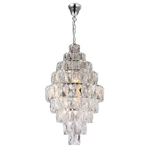 Waterfall 9 Tier Pendant Light 12Lt in Chrome and Crystal