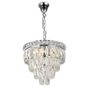 Chrome Pendant Light: Emporia 4 Tier Pendant Light 3Lt in Chrome and Crystal