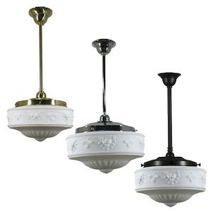 Senator 11" Rod Pendant Light in Brass, Chrome, Patina Black with Opal Matt Glass