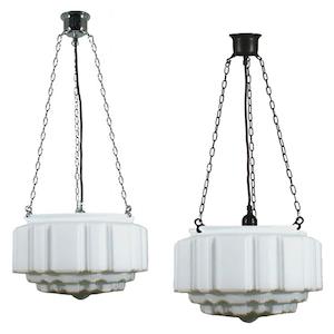 St Kilda 14" 3 Chain Pendant Light in Chrome, Patina Black with Opal Matt Glass