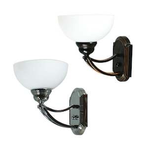 Houston Indoor Wall Light 1xE27 in Chrome or Bronze w Opal Matt Glass Lighting i&hellip;