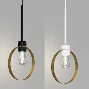 Parlour Lite Ring Pendant Light 1Lt Black or White