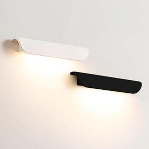 Outdoor Wall Lights: Ledge Cement Outdoor Wall Light Long Curved in White or Black