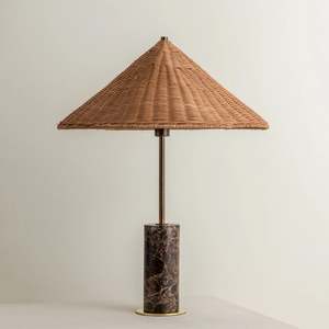 Lamps: Hikari Marble Table Lamp with Rattan Shade