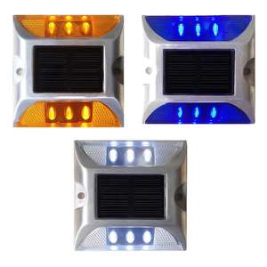Commercial Solar Lighting: Solar Powered Industrial LED Road Stud in Amber, Blue, White
