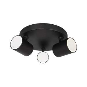 Latest: CLEARANCE - Spot Indoor Surface Mounted LED Spot Light Round 3xGU10 w/ Adjustable Heads in Matte Black