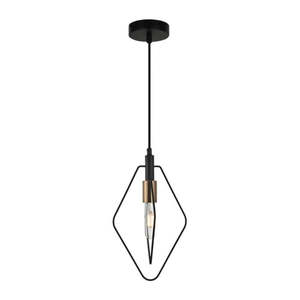 Contour Pendant Light Diamond in Black w/ Antique Brass Highlight