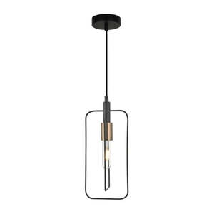 Contour Pendant Light Rectangular in Black w/ Antique Brass Highlight