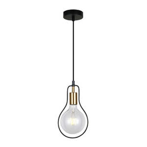 Contour Pendant Light Pear in Black w/ Antique Brass Highlight