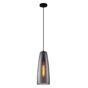 Smoked Glass Pendant Light: Chuva Black Pendant Light (Flat Top Ellipse) w/ Rain Drop Effect and Smoke Glass