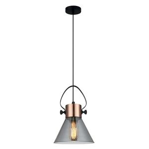 Fumoso Copper Plate Pendant Light w/ Smoke Glass (3 Styles)