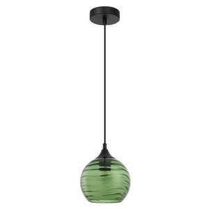 Smoked Glass Pendant Light: Marbre Wine Wavy Glass Pendant Light in Smokey Black, Green or Amber