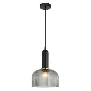 Smoked Glass Pendant Light: Vintaj interior Dome Ribbed Glass Pendant Light Available in 6 Colours