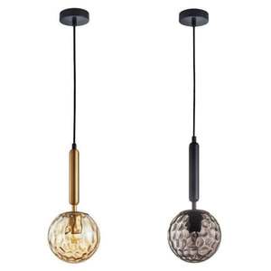 Trattino Pendant Light in Bronze Amber Glass or Black Smoke Glass