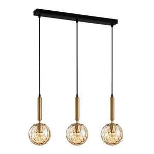 Trattino Bar Pendant Light 3Lt in Bronze Amber Glass or Black Smoke Glass