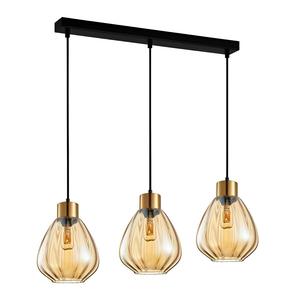 Tulip Glass Ribbed Bar Pendant Light 3Lt in Bronze Amber or Smoke Wine