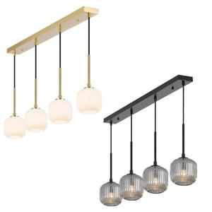 Bobo Bar LED Pendant Light 4Lt in Antique Gold/Opal Matt or Black/Smoke