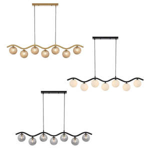 Orton Pendant Light 7Lt in Antique Gold, Black