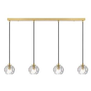 Zaha Bar LED Pendant Light 4Lt w/ Crystal Glass in Antique Gold or Chrome