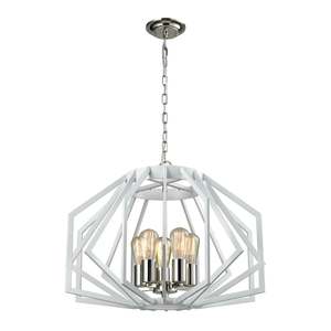 Gamba Industrial White Pendant Light in White (4 or 5 Lights)