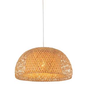 Canasta Dome Pendant Light Large in Natural Bamboo Finish