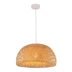 Drum Pendant Light: Canasta Dome Pendant Light Small in Natural Bamboo Finish