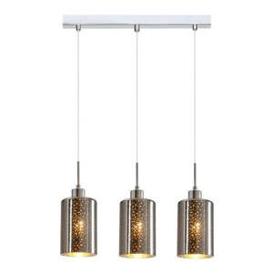 Nickel Pendant Lights: Espejo interior Bar Pendant Light 3Lt in Chrome or Rose Gold Glass with Dotted Effect