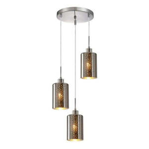 Nickel Pendant Lights: Espejo interior Pendant Light 3Lt in Chrome or Rose Gold Glass with Dotted Effect