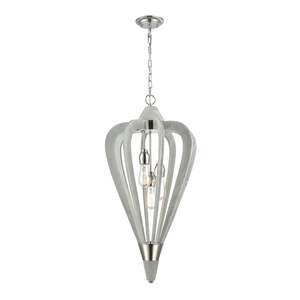 Senorita Pendant Light in Polished Nickel and Winter Moss Wood (Small/Medium/Large)