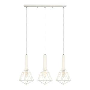 Whiteband Iron Cage Pendant Light in White (3 Light Bar or 3 Light Round Plate)