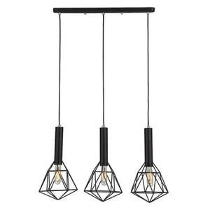Cage Pendant Lights: Blackband Iron Cage Pendant Light in Black (3 Light Bar or 3 Light Round Plate)
