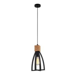 Faro Iron and Wood Convex Cone Pendant Light in Black or White