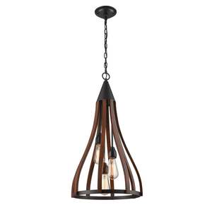 Khaleesi Bell Pendant Light in Oak Dark Red Wood (Medium or Large)