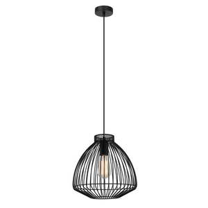Cage Pendant Lights: Manu COne (Concave) Wire Cage Pendant Light in Black or White