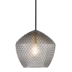 Smoked Glass Pendant Light: Orbiform Pendant Light in Grey and Smoked Glass