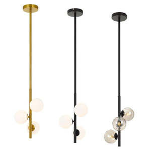 Smoked Glass Pendant Light: Moran Pendant Light 3Lt in Antique Gold/Opal, Black/Opal or Black/Smoke