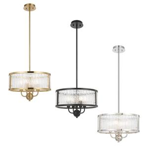 Norel 4Lt Pendant Light in Antique Gold, Black or Nickel