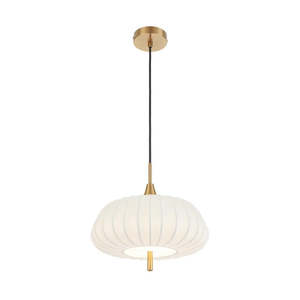 Farmhouse Pendant Lights: Lasian Pendant Light Small, Medium in Antique Gold/White