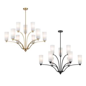 Farmhouse Pendant Lights: Brevan Pendant Light 9 Light in Antique Gold or Black