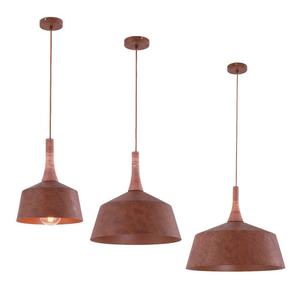 Oxido Pendant Light Small, Medium, Large in Rustic Brown with Travertine Highlight