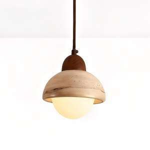 Lyra Natural Stone & Wood Pendant Light