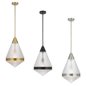 Nickel Pendant Lights: Harnon Pendant Light in Antique Gold, Black or Nickel