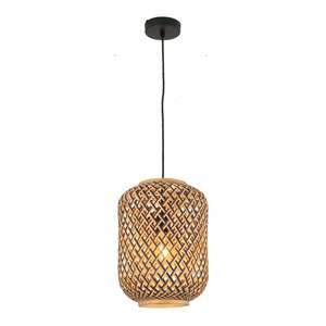 Cesta Cylinder Pendant Light in Brown/Natural Bamboo Cage