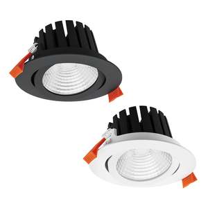 Dali Led Downlights: 95mm Aqua Tilt LED Downlight 13w Black, White CCT CRI90 2127X, 2129X Domus Lighting