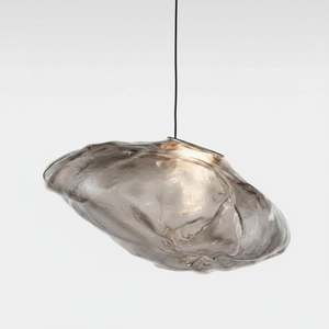 Nimbus Hand Blown Grey Glass Pendant Light with Black Canopy