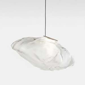 Glass Globe Pendant Lights: Nimbus Hand Blown Clear Glass Pendant Light with Brushed Nickel Canopy